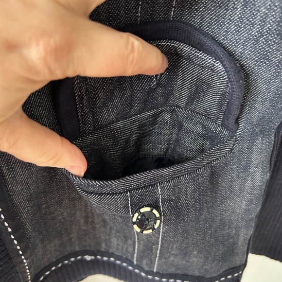 Denim Sweater Women's size Medium Full Zip Cross Stitch Business  Casual preppy - Picture 7 of 12